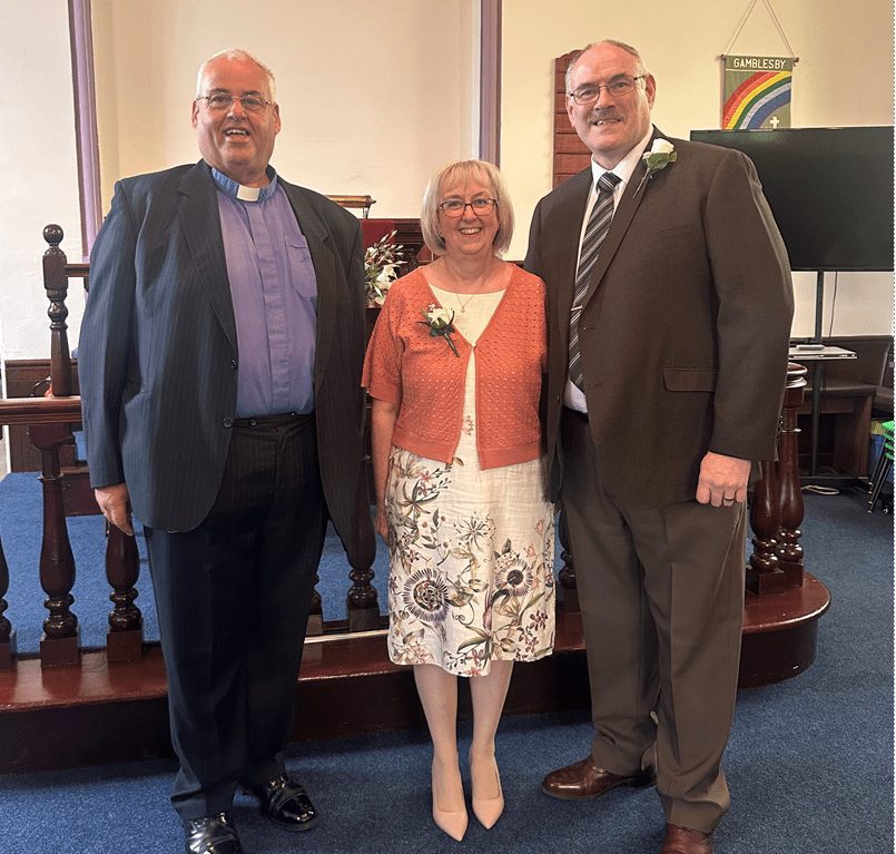 Rev Chris Blackshaw the ProvGChap conducted a renewal of wedding vows ceremony for WBro Iain Simpson PGAssDC and his wife Linda.